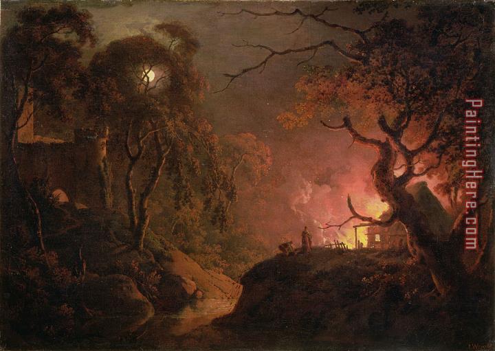 Joseph Wright of Derby A Cottage on Fire at Night